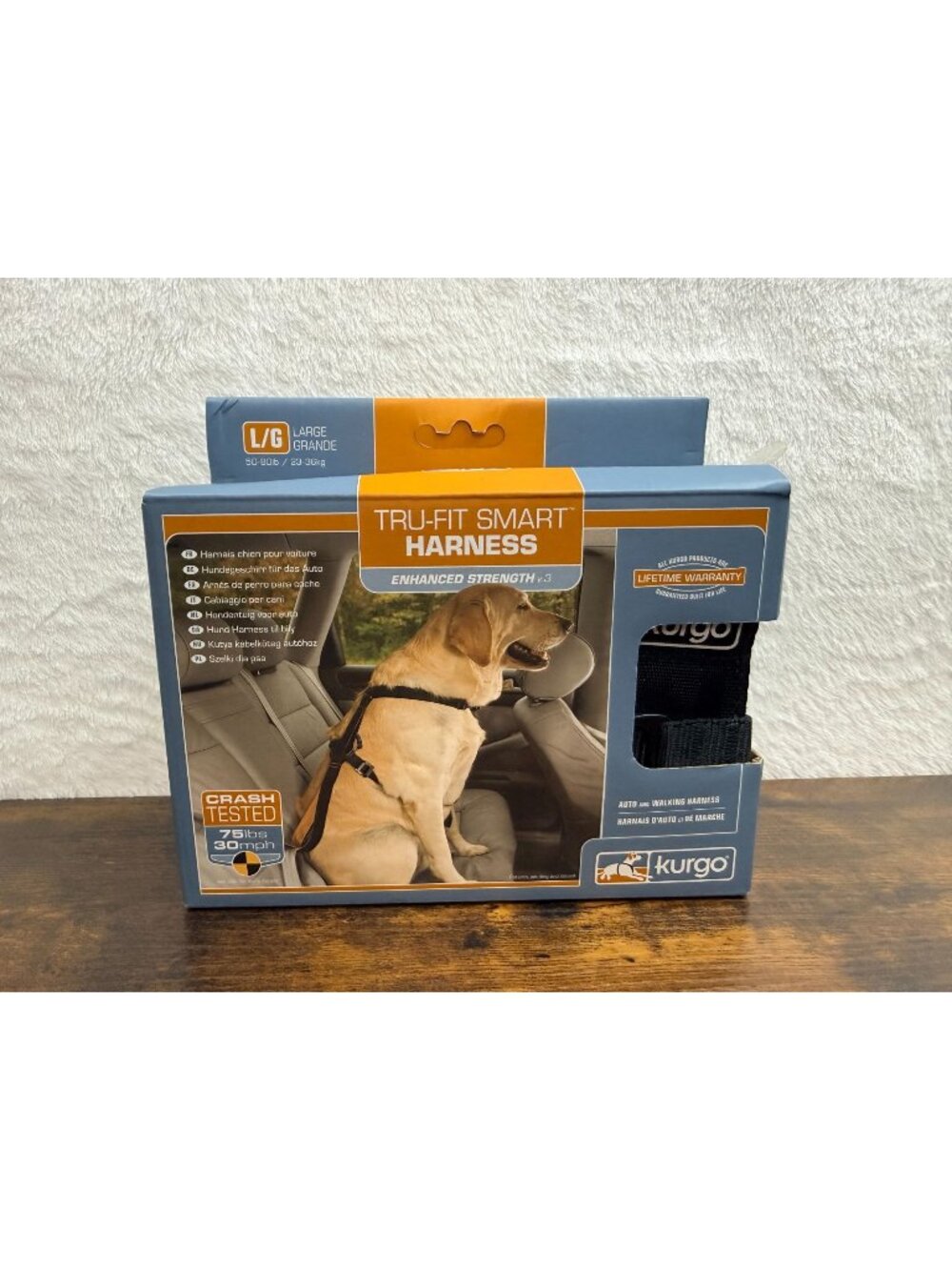 NEW Kurgo Tru-Fit Smart Harness Large Crash-Tested Dog Harness Black
